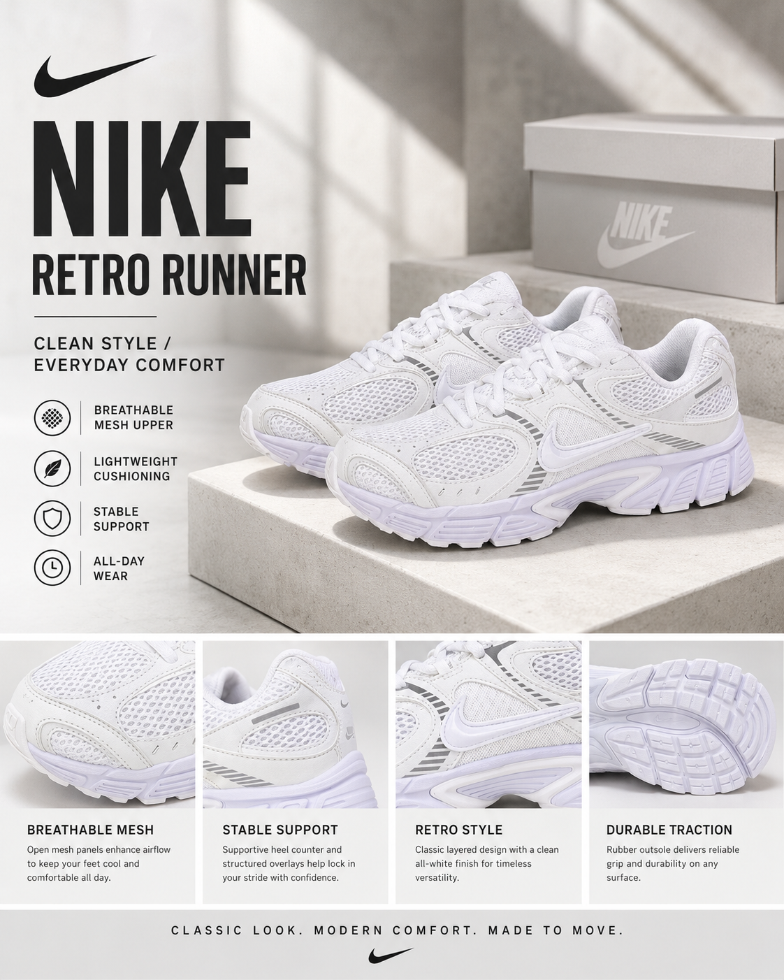 کتانی نایک Retro Runner سفید