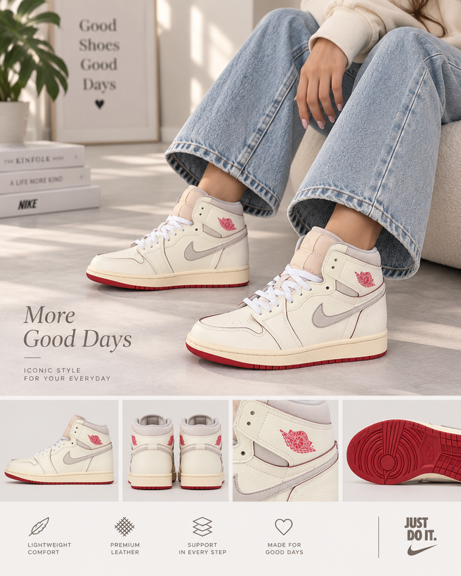 کتانی زنانه نایک ایر جردن کرم