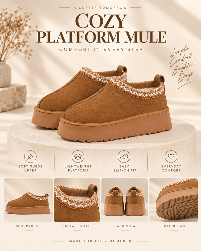 اسلیپر زنانه پلتفرم | مدل Cozy Platform Mule 🤎